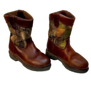 LaCrosse Wellington Youth Sz 13 Waterproof Leather CAMO Pull on Cowboy Boot